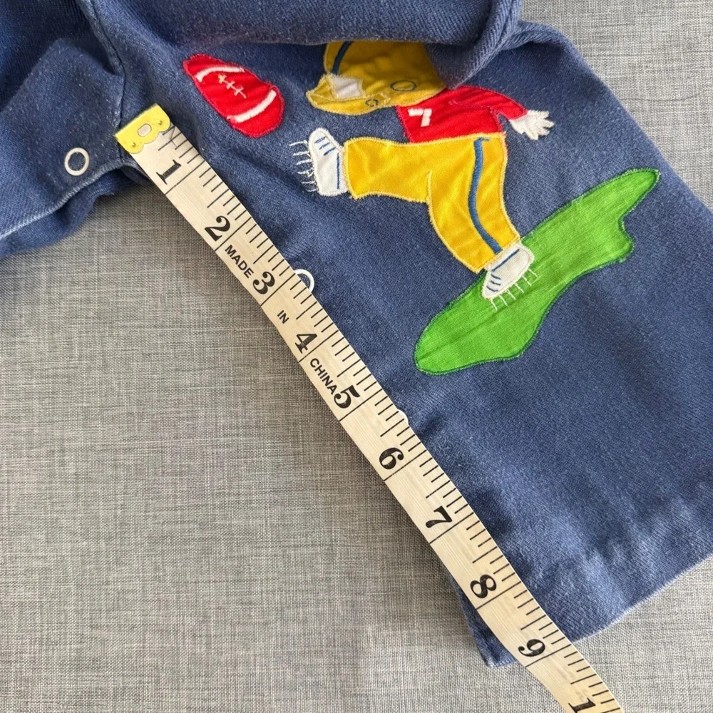 Vintage Little Kicker Blue Denim Overall Football Embroidered Toddler 18-24Month